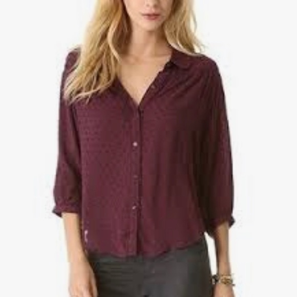 Free People Clip Dot Dobby Blouse - Picture 1 of 8